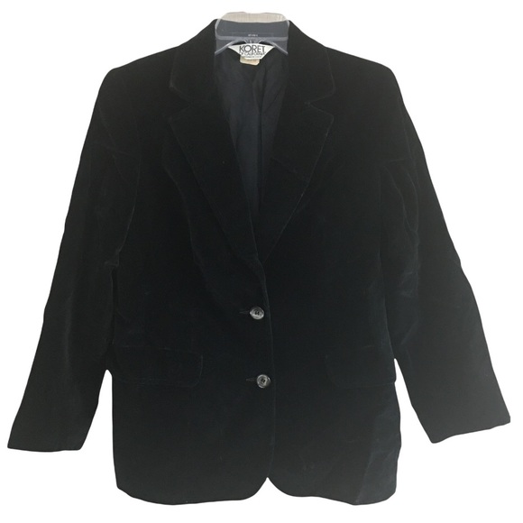 Vintage Jackets & Blazers - 90s Y2K VINTAGE Black Velvet Blazer by Koret